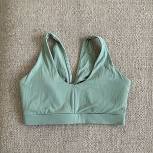 Gymshark x Whitney Simmons sports bra in moss green.